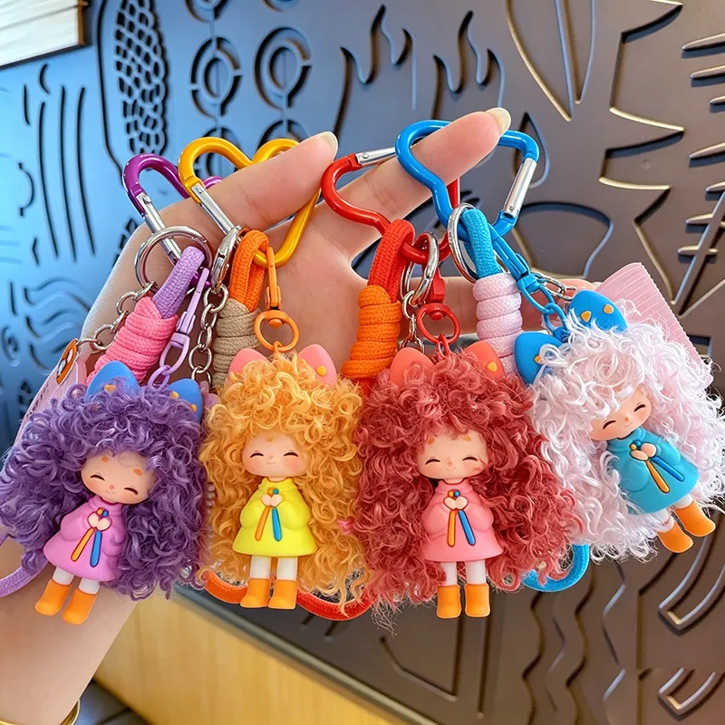 Women Fashion Cartoon Cool Fried Girl Keychain