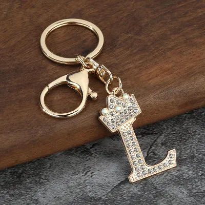 Women Fashion Zinc Alloy Rhinestone 26 Alphabet Keychain