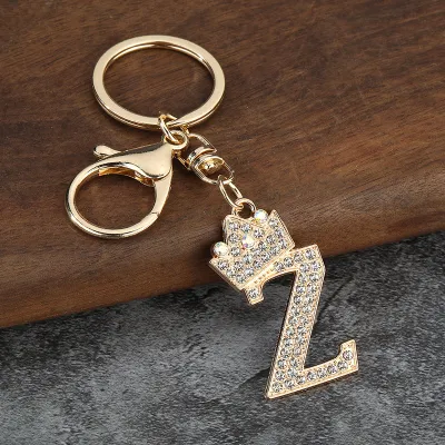 Women Fashion Zinc Alloy Rhinestone 26 Alphabet Keychain