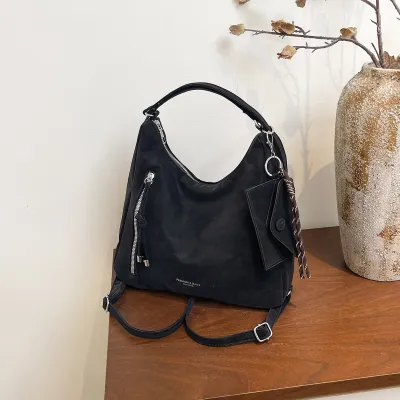Vintage Solid Color Large Capacity Underarm Shoulder Bag