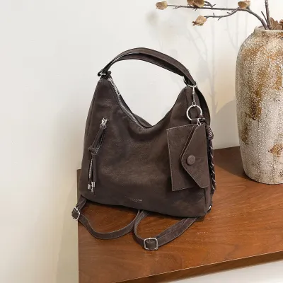 Vintage Solid Color Large Capacity Underarm Shoulder Bag