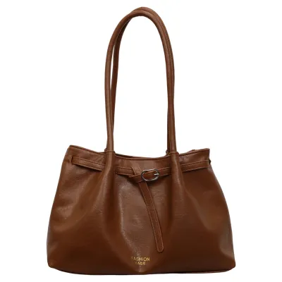 Vintage Solid Color Large Capacity PU Shoulder Tote Bag