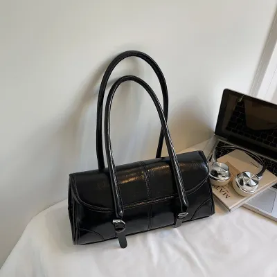 Vintage Solid Color Oil Wax Underarm Shoulder Bag