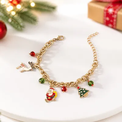 Christmas Women Fashion Cartoon Oil Dropping Bracelet