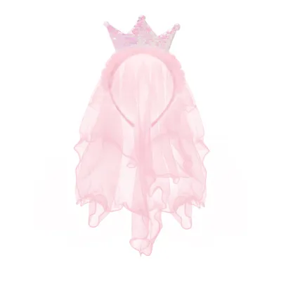 Kids Girls Fashion Solid Color Veil Crown Non-Slip Princess Hair Band