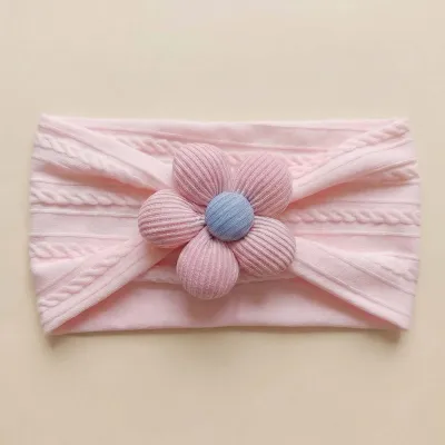 Kids Baby Girls Fashion Cute Solid Color Flower Soft Elastic Hair Band