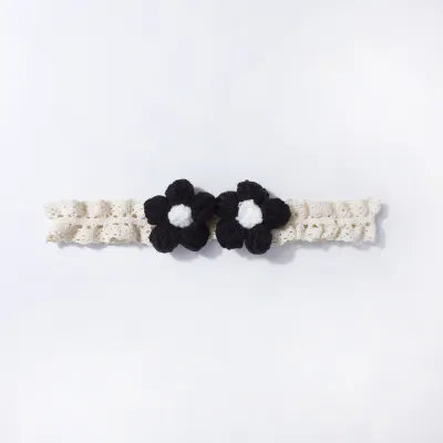 Kids Baby Girls Fashion Solid Color Flower Lace Elastic Hair Band
