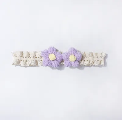 Kids Baby Girls Fashion Solid Color Flower Lace Elastic Hair Band