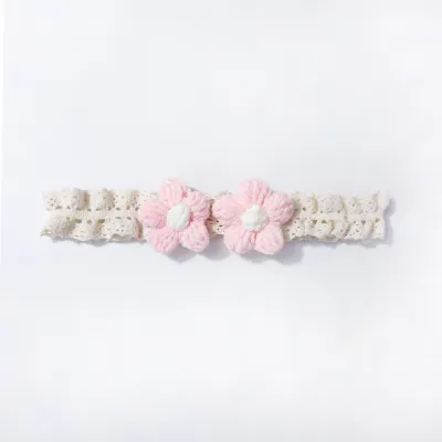 Kids Baby Girls Fashion Solid Color Flower Lace Elastic Hair Band