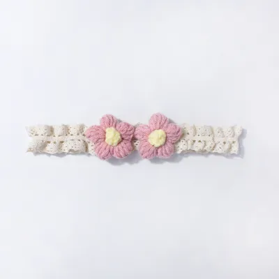 Kids Baby Girls Fashion Solid Color Flower Lace Elastic Hair Band