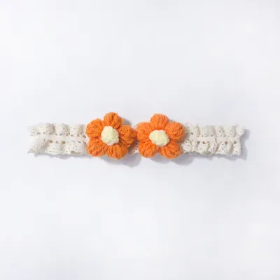 Kids Baby Girls Fashion Solid Color Flower Lace Elastic Hair Band