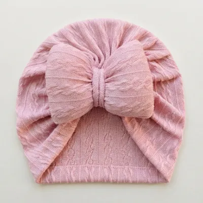 Kids Baby Fashion Solid Color Bow Warm Fetal Cap Hair Band