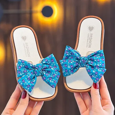 Kids Girls Fashion Summer Bow Non-Slip Flat Slippers