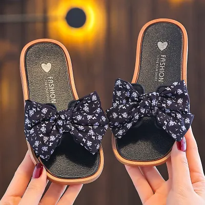 Kids Girls Fashion Summer Bow Non-Slip Flat Slippers