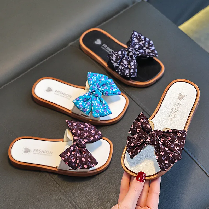 Kids Girls Fashion Summer Bow Non-Slip Flat Slippers