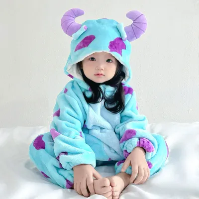 Kids Baby Boys And Girls Fashion Spring And Autumn Cute Animal Plush Long-Sleeve With Hat Rompers