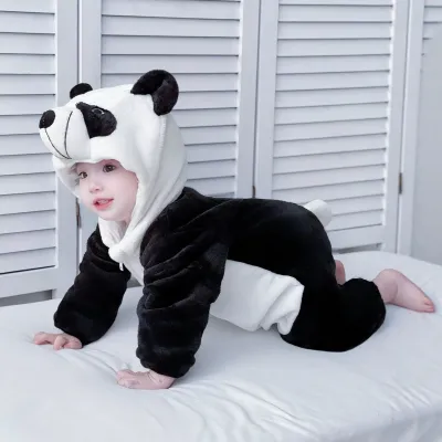Kids Baby Boys And Girls Fashion Spring And Autumn Cute Animal Plush Long-Sleeve With Hat Rompers