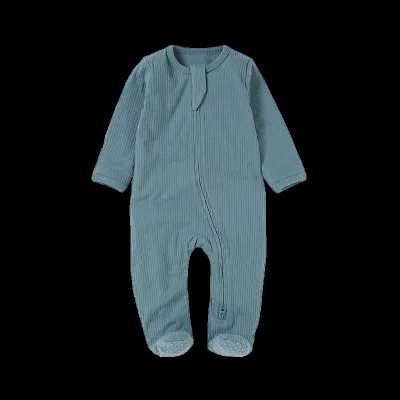 Kids Baby Boys And Girls Fashion Solid Color Pit Strip Long-Sleeve Rompers