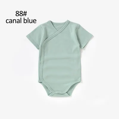 Kids Baby Boys And Girls Fashion Summer Solid Color Short-Sleeve Rompers