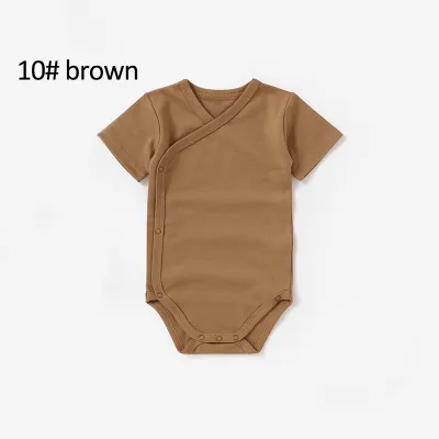 Kids Baby Boys And Girls Fashion Summer Solid Color Short-Sleeve Rompers