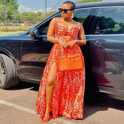 Women Fashion Sexy Summer Print Sleeveless Split Long A-Line Dress