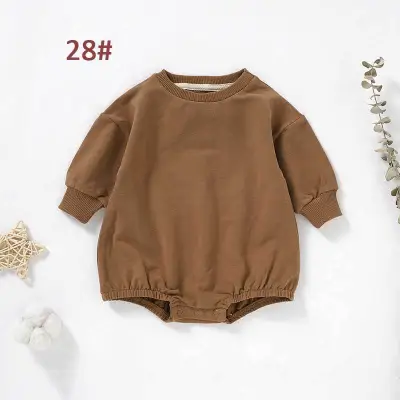 Kids Baby Boys And Girls Fashion Solid Color Long Sleeve Rompers