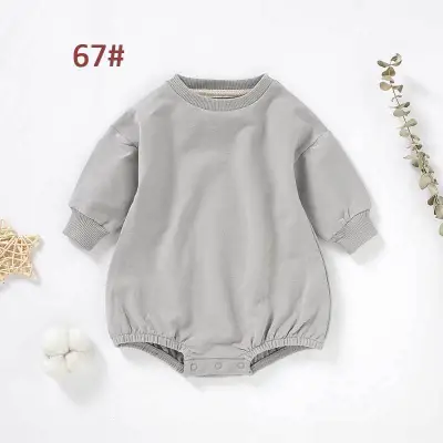 Kids Baby Boys And Girls Fashion Solid Color Long Sleeve Rompers