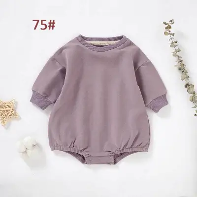 Kids Baby Boys And Girls Fashion Solid Color Long Sleeve Rompers