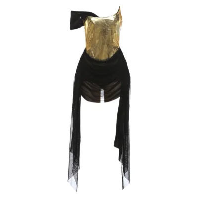 Fashion Women Mesh Stitching Party Dress