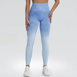 Women Fashion Gradient Color Seamless High Elastic Yoga Pants Leggings