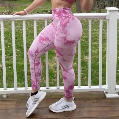 Women Fashion Tie Dye Seamless High Waist Tight Yoga Pants Leggings