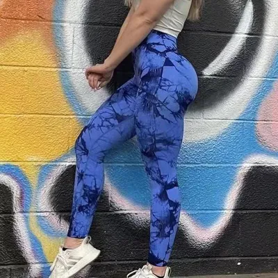 Women Fashion Tie Dye Seamless High Waist Tight Yoga Pants Leggings