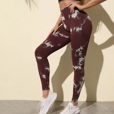 Women Fashion Tie Dye Seamless High Waist Tight Yoga Pants Leggings