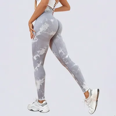 Women Fashion Tie Dye Seamless High Waist Tight Yoga Pants Leggings