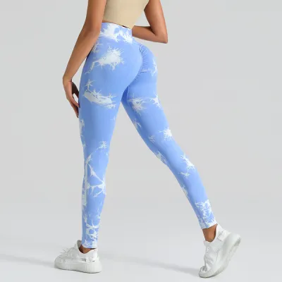 Women Fashion Tie Dye Seamless High Waist Tight Yoga Pants Leggings