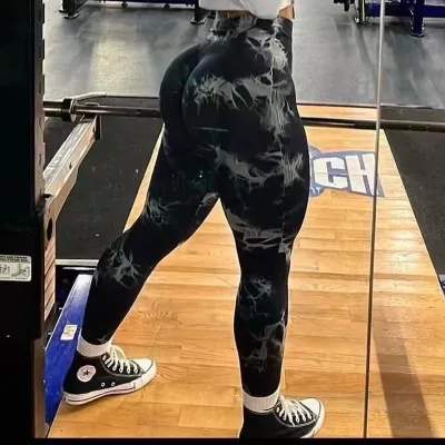 Women Fashion Tie Dye Seamless High Waist Tight Yoga Pants Leggings