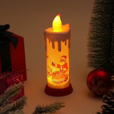 Christmas Electronic Candle Simulation Tear Flame Santa Claus Snowman Scene Decoration