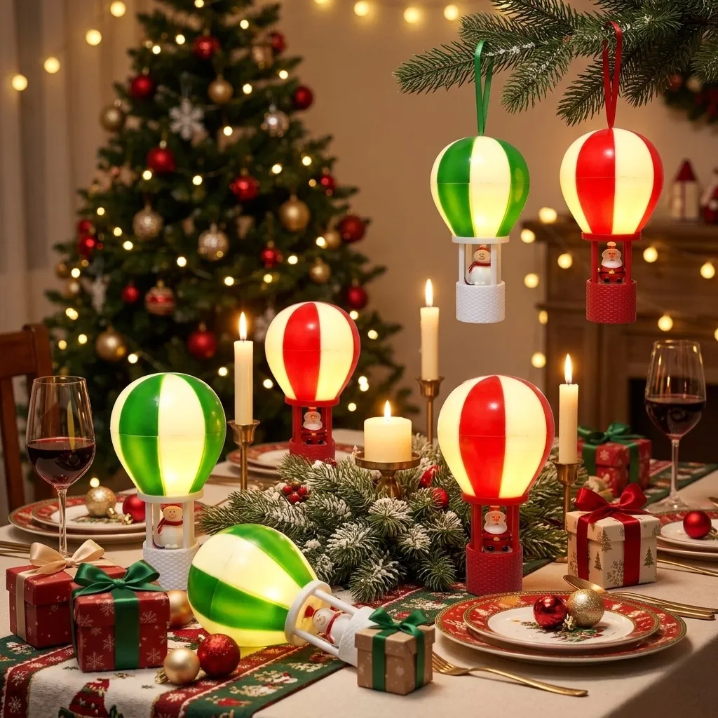 Christmas Candle Lamp Portable Hot Air Balloon Party Decoration Desktop Layout