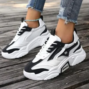 Women Fashion Casual Candy Color Mesh Breathable Thick-Soled Sneakers