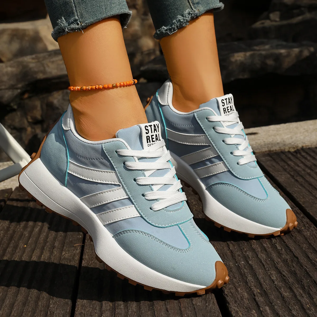 Women Fashion Casual Autumn And Summer Color Block Thick-Soled Sneakers