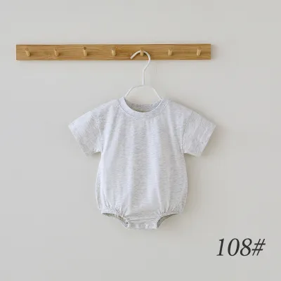 Kids Baby Boys And Girls Fashion Casual Solid Color Short Sleeve Rompers