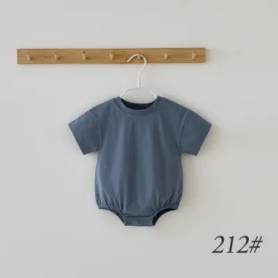 Kids Baby Boys And Girls Fashion Casual Solid Color Short Sleeve Rompers
