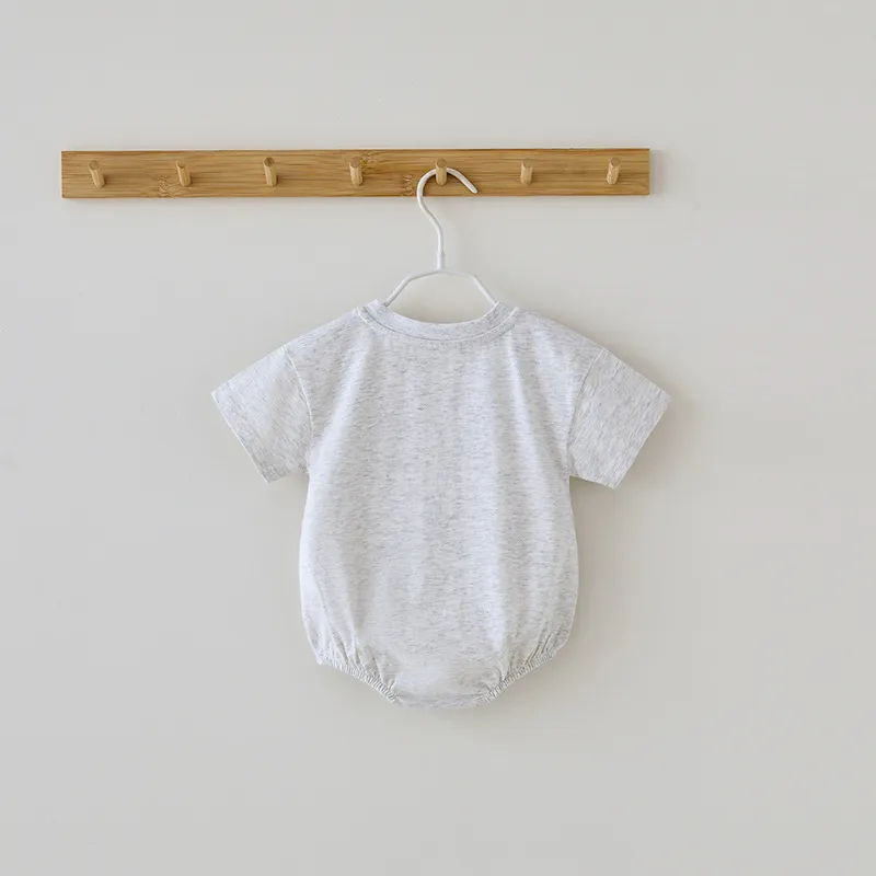 Kids Baby Boys And Girls Fashion Casual Solid Color Short Sleeve Rompers