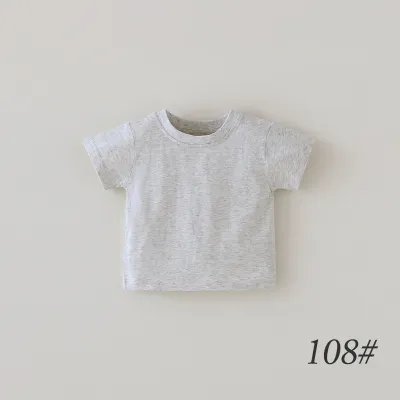 Kids Baby Boys And Girls Summer Cotton Solid Color Short-Sleeve T-Shirt