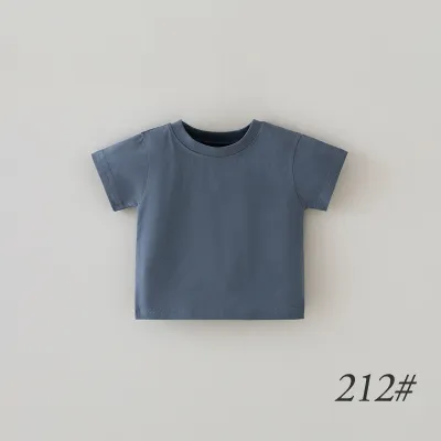 Kids Baby Boys And Girls Summer Cotton Solid Color Short-Sleeve T-Shirt