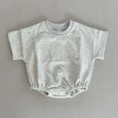 Kids Baby'S Boys And Girls Fashion Summer Solid Color Short-Sleeve Rompers