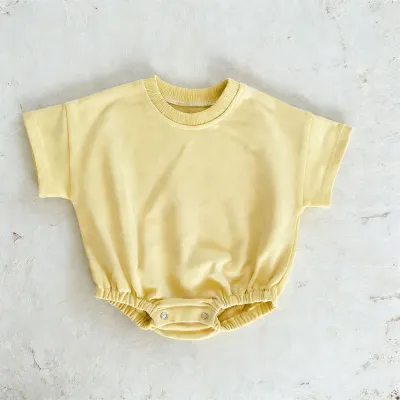 Kids Baby'S Boys And Girls Fashion Summer Solid Color Short-Sleeve Rompers