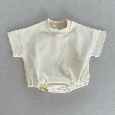 Kids Baby'S Boys And Girls Fashion Summer Solid Color Short-Sleeve Rompers