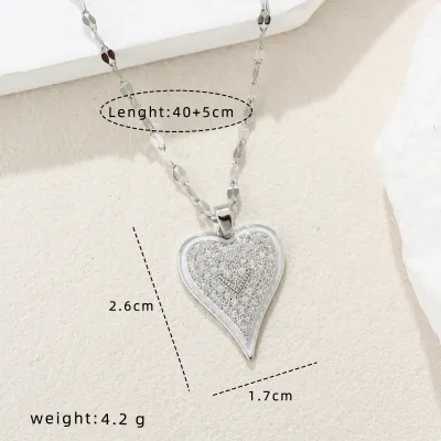 Women'S Fashion Micro-Inlaid Oil Dropping Leopard Heart-Shaped Pendant Necklace