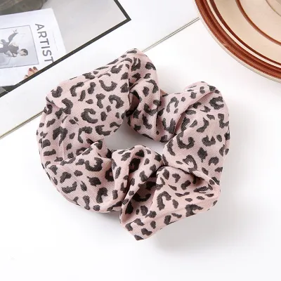 Women Fashion Retro Leopard Fabric Printed Hair Ring